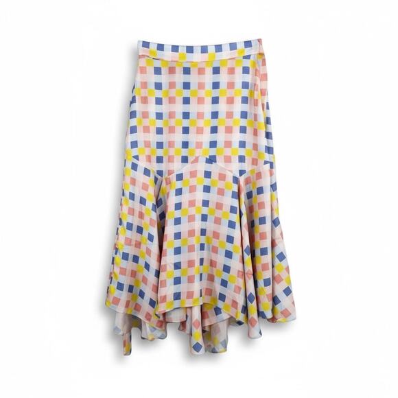 NWT Paper London Women's 100% Silk Foxglove Wrap Skirt Multi Check US 0 UK 4 - Picture 12 of 12